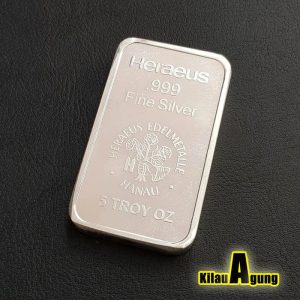Perak Batangan Heraeus 5 Troy ounce (155.5 Gram) solid