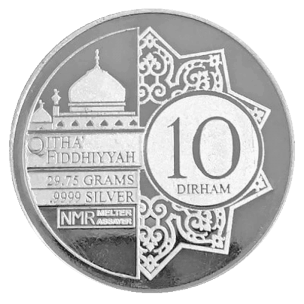 Koin Perak Dirham 10 Nadir 99.999