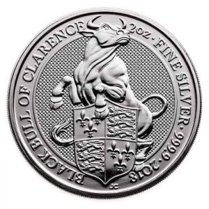Silver Coin Queen Beast Black Bull England 2 Troy Ounce