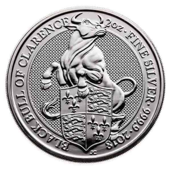 Silver Coin Queen Beast Black Bull England 2 Troy Ounce