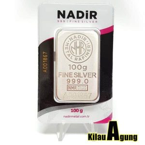 Perak Batangan Nadir 100 Gram Kemasan Press NEW 99.999