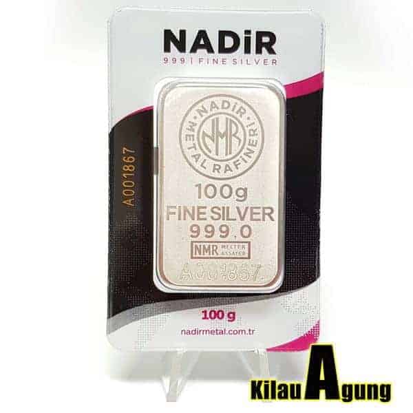 Perak Batangan Nadir 100 Gram Kemasan Press NEW 99.999